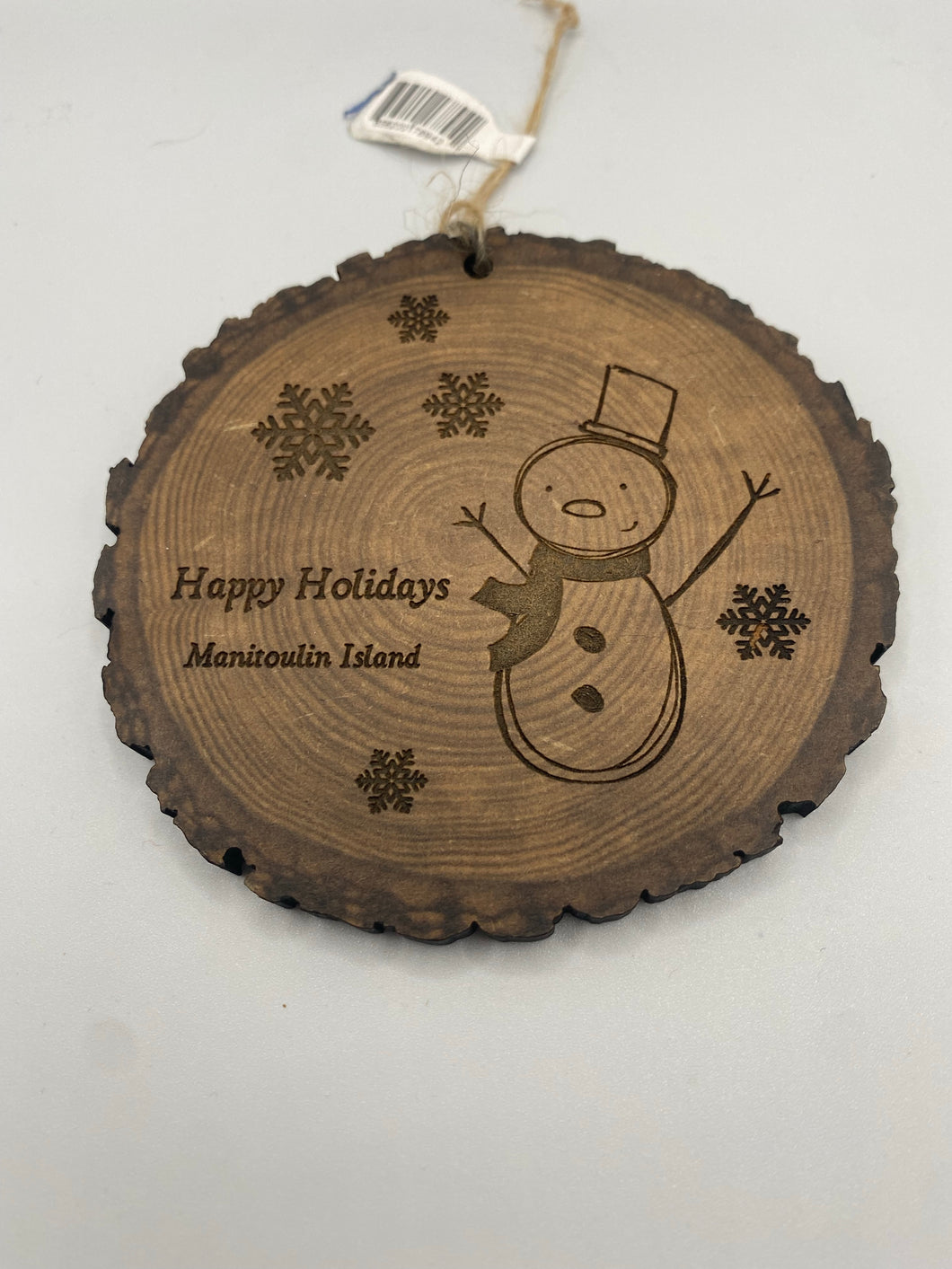 Ornament- Happy Holidays Manitoulin Island Snowman (dark)