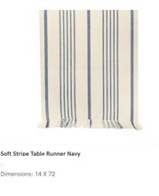 Load image into Gallery viewer, Woven Table Runner Soft Navy Stripe
